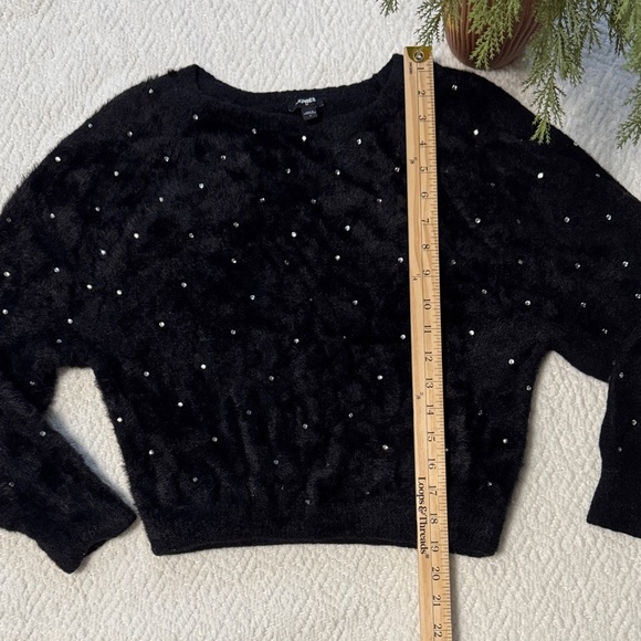Express Cropped Rhinestone Black Sweater Size S - Picture 5 of 8